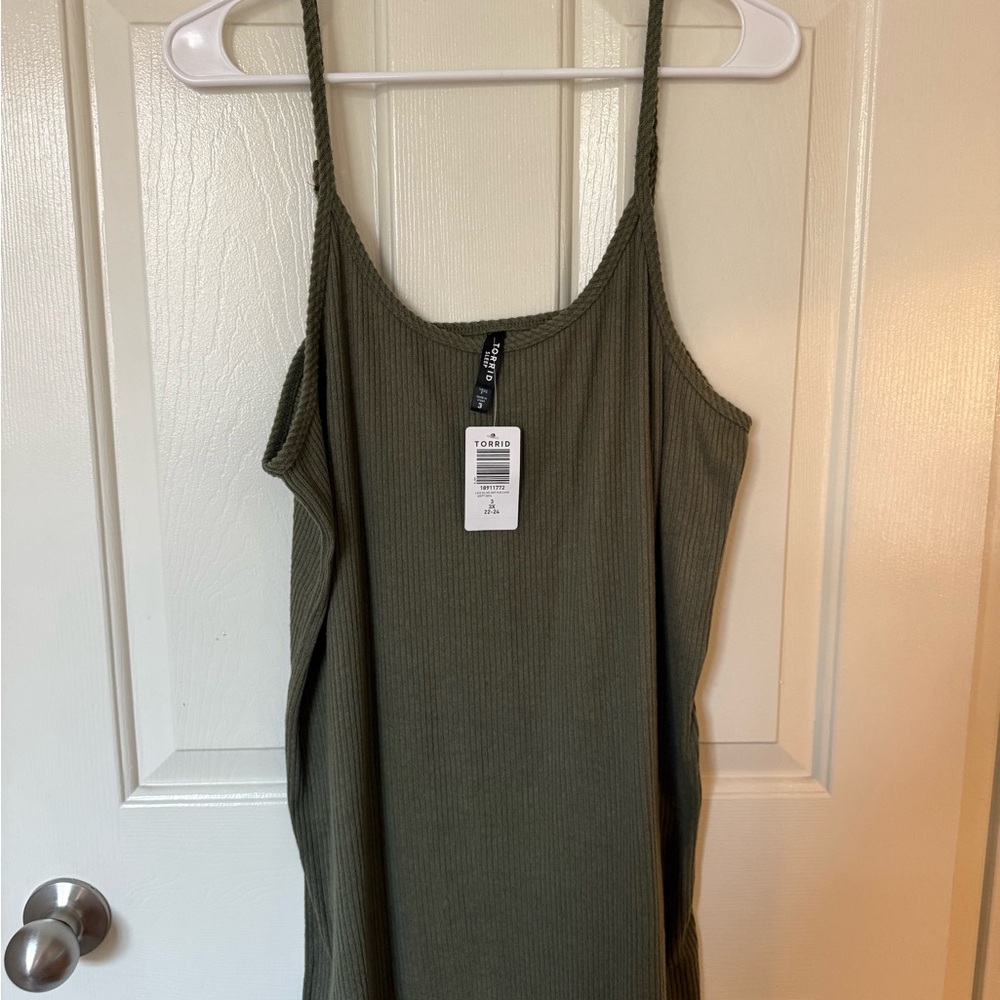 Torrid super soft Olive Green Ribbed Women's tank top. WITH TAGS!